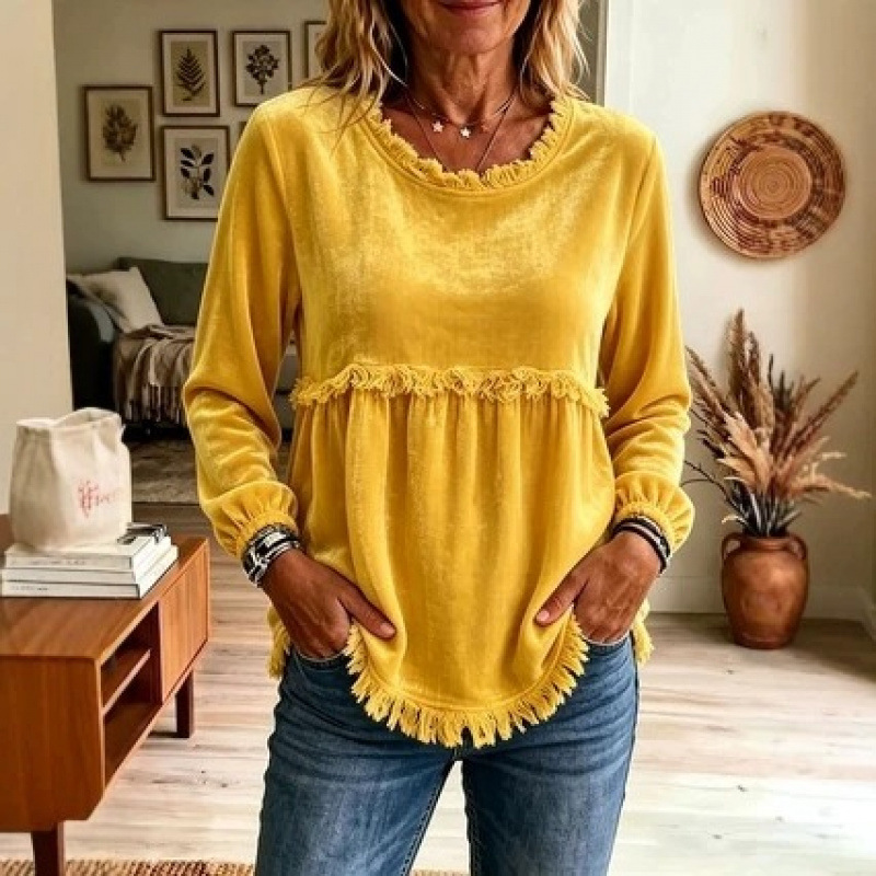Women's Lace-Trimmed Loose Casual Top