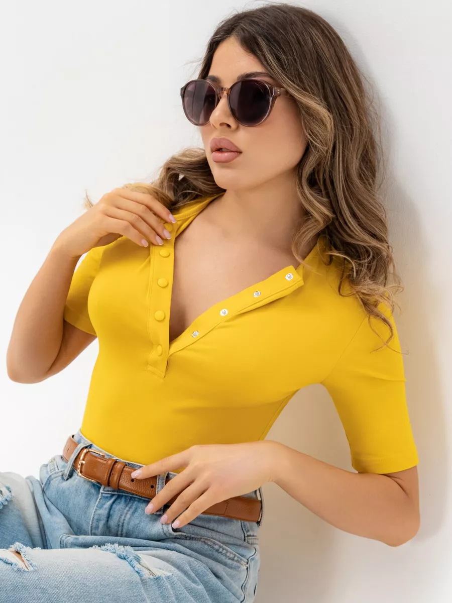 Women's Slim Fit Button Short Sleeve T-Shirt
