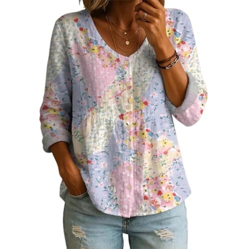 Floral Print V-Neck Long Sleeve T-Shirt