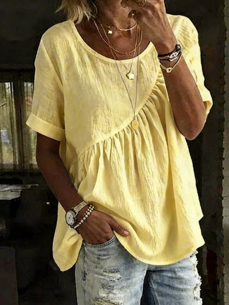 Women's Crewneck Short Sleeve Ruched T-Shirt