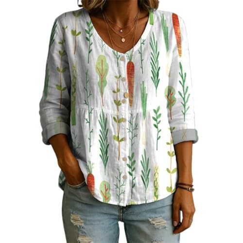 Floral Print V-Neck Long Sleeve T-Shirt
