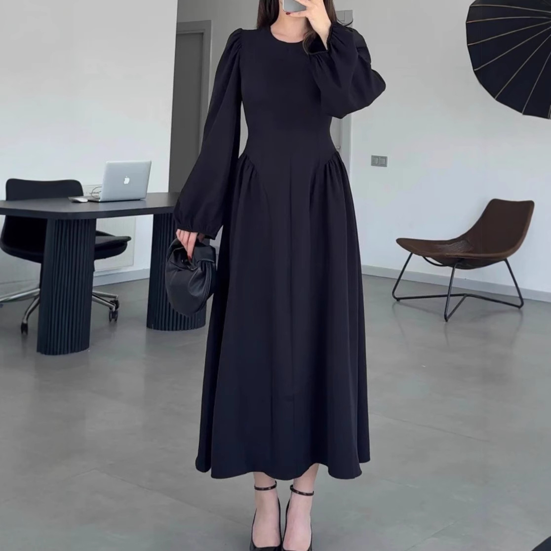 Women's Long Sleeve V-Neck High Waist Maxi Dress