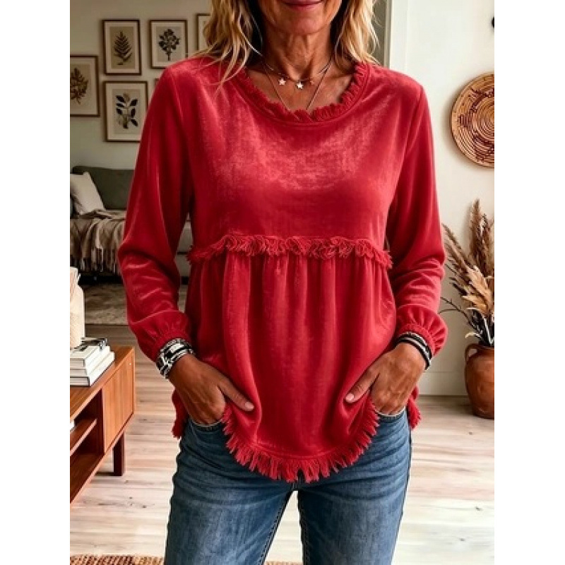 Women's Lace-Trimmed Loose Casual Top