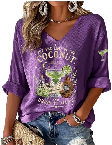 Retro Wine Glass Print V-Neck Half-Sleeve Top