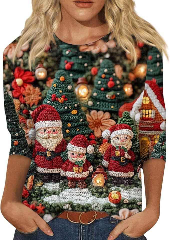 Christmas Tree Bow Print Women's Half-Sleeve T-Shirt