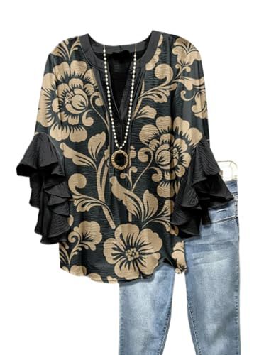 Women's Vintage Floral Print Half-Sleeve Top