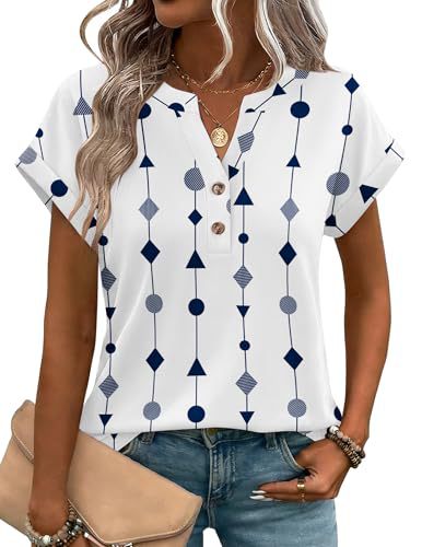 Women's Heart Floral Print V-Neck Short Sleeve T-Shirt