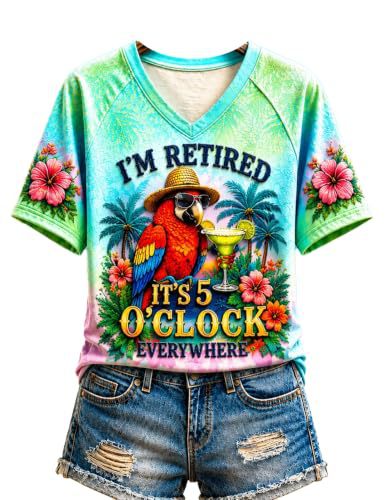 Women's Vacation Print Short Sleeve V-Neck Top