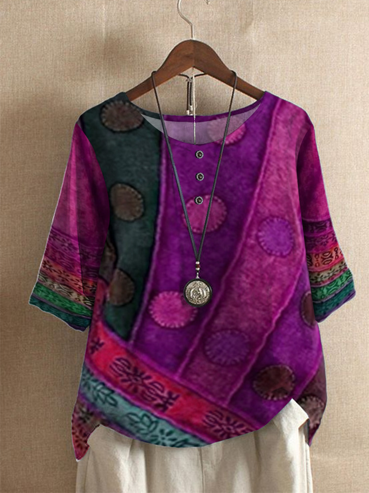 Women's Loose Digital Print Casual Top