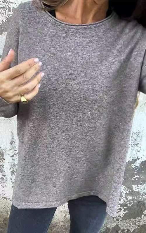 Women's Crewneck Solid Color Long Sleeve Top