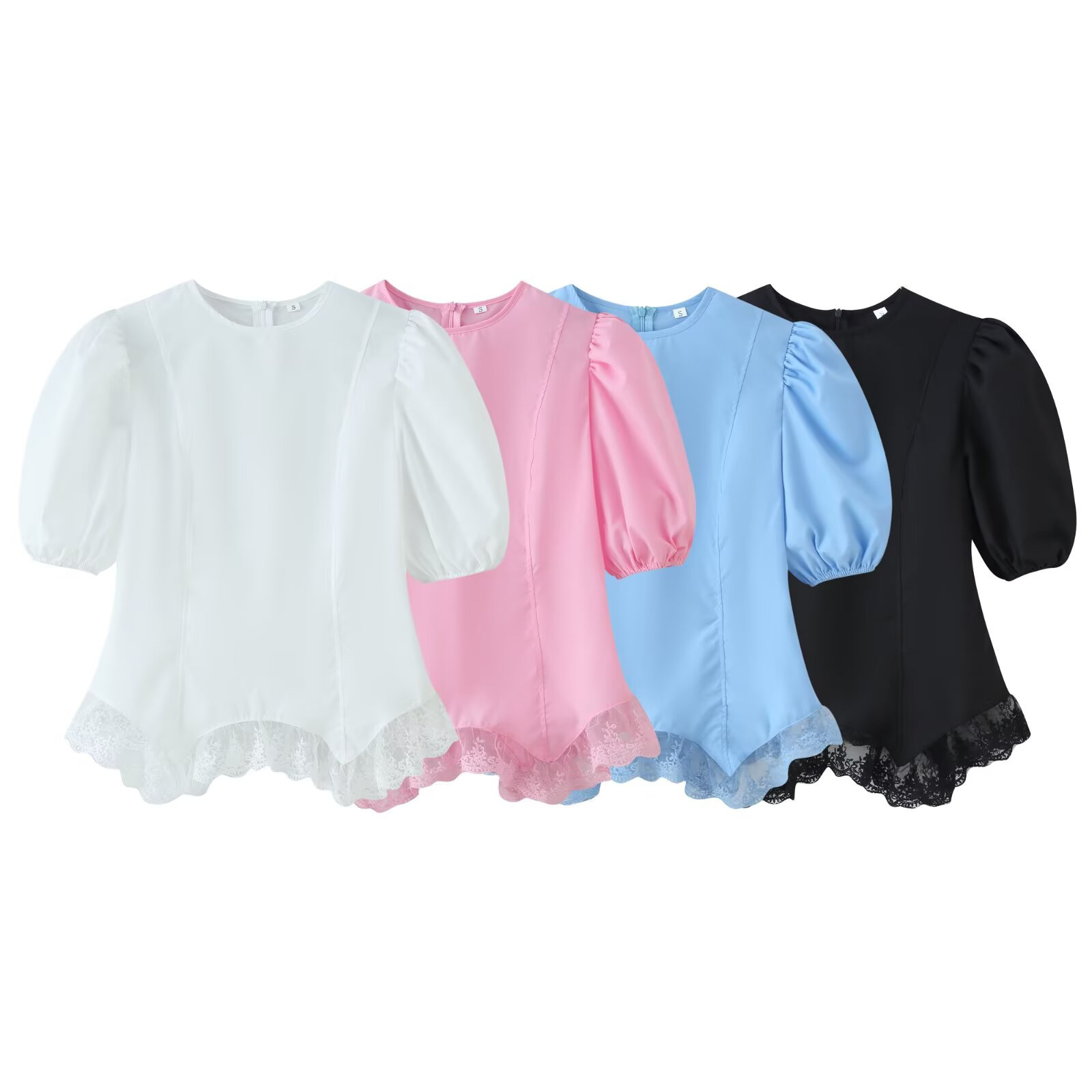 Puff Sleeve Tie-Front Blouse Casual Summer Top