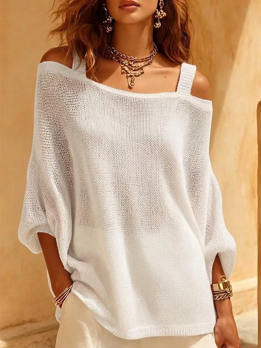 Women's Solid Color Knit Long-Sleeve Top