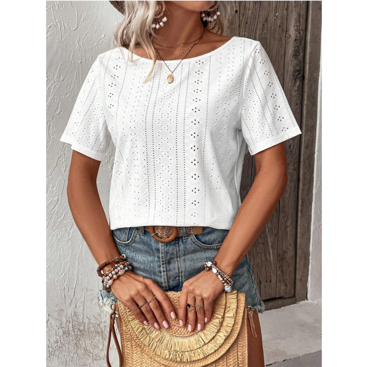 Women's Open-Back Hollow-Out Short-Sleeve T-Shirt
