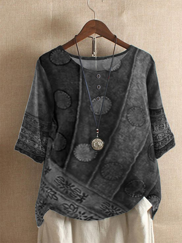 Women's Loose Digital Print Casual Top