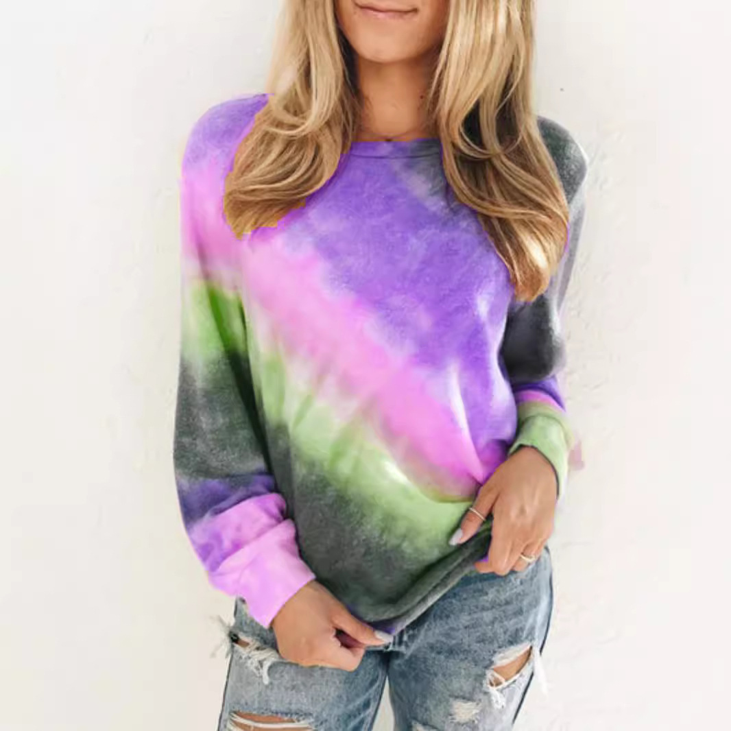 Women's Floral Print Crewneck Long Sleeve Casual T-Shirt Top