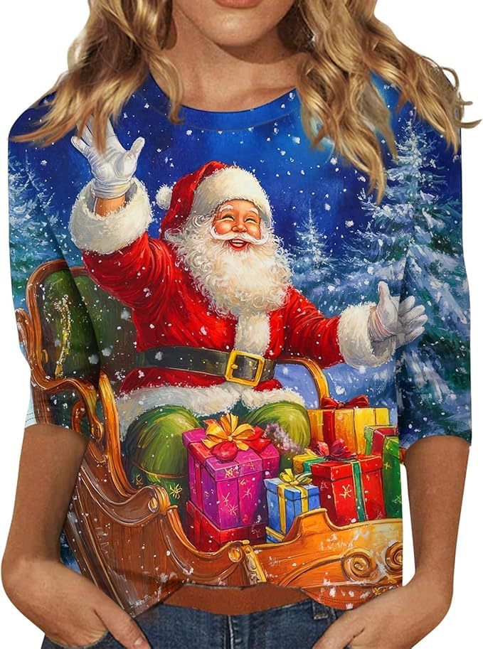 Christmas Tree Bow Print Women's Half-Sleeve T-Shirt