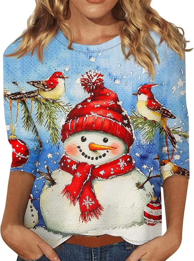 Christmas Tree Bow Print Women's Half-Sleeve T-Shirt
