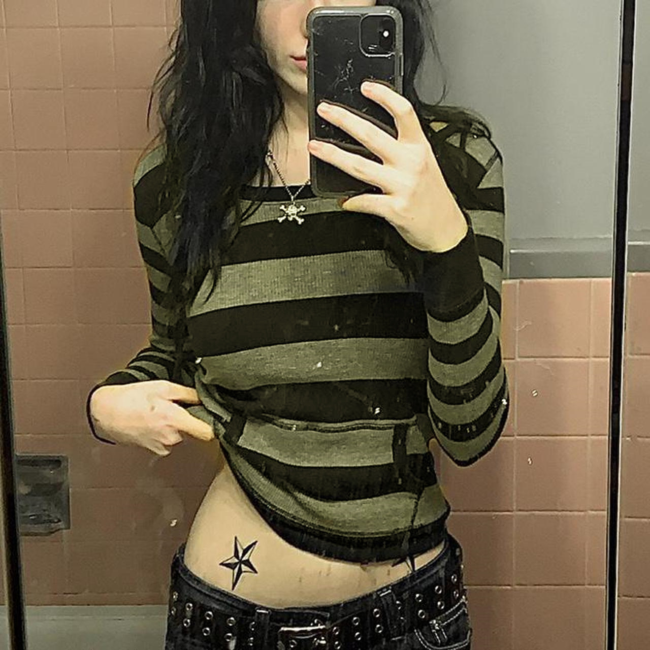 Women's Color-Block Striped Long-Sleeve Hooded Pullover Top