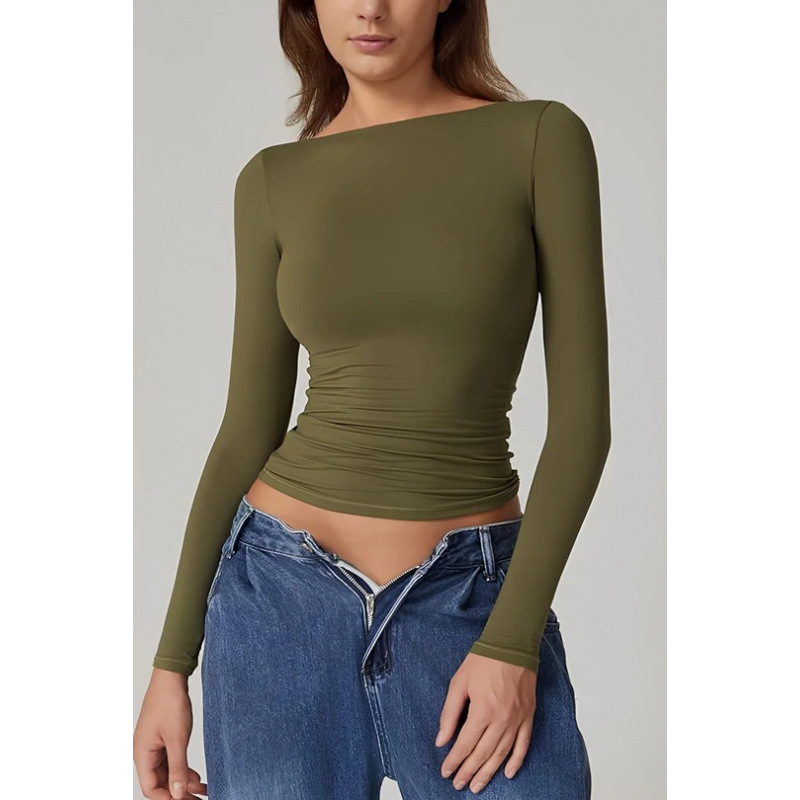 Sexy Open Back Long Sleeve Fitted Top