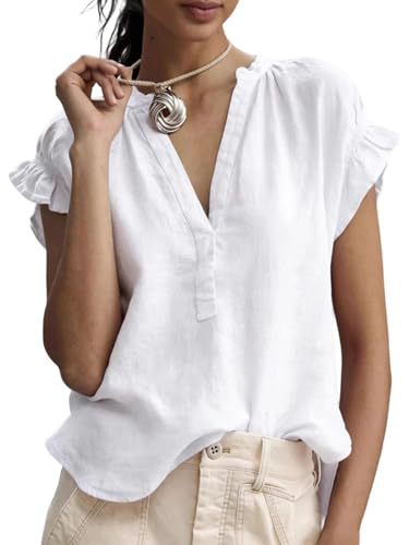 Floral & Solid Print V-Neck Short Sleeve Rolled Cuff Women's T-Shirt