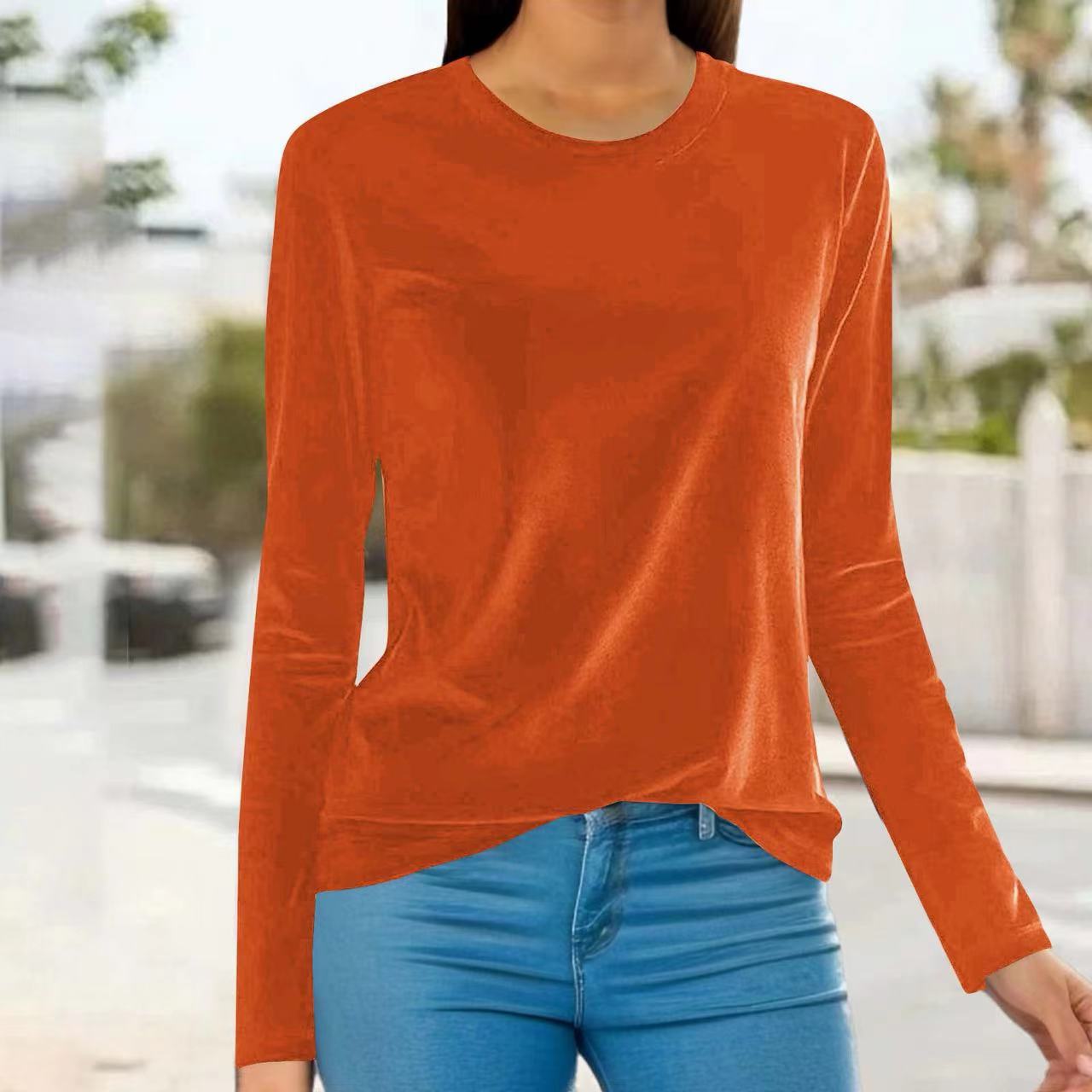 Women's Long Sleeve Crewneck T-Shirt Solid Color Thermal Base Layer