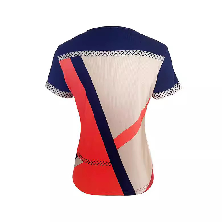V-Neck Colorblock Print Zip-Up Slim Fit Top