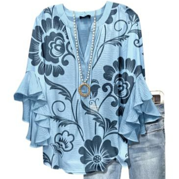 Women's Vintage Floral Print Half-Sleeve Top
