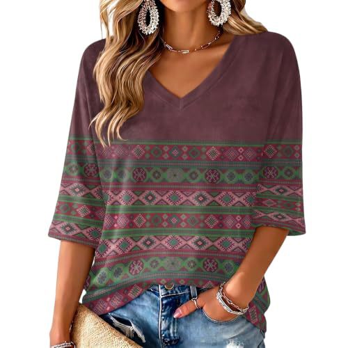 Floral Print V-Neck Half-Sleeve Women's T-Shirt