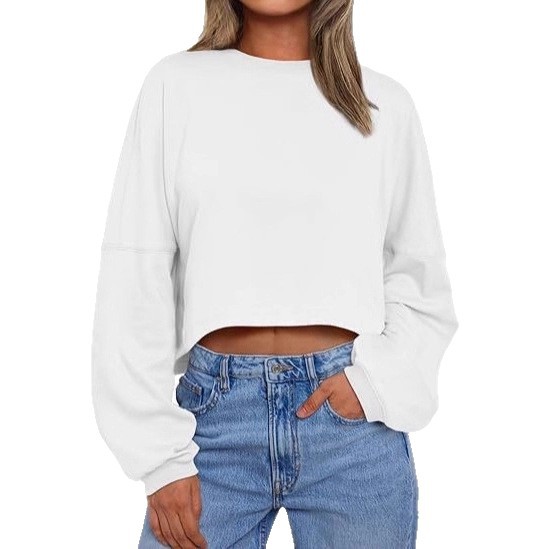 Women's Urban Style Polyester Long Sleeve Crewneck Loose Fit T-Shirt