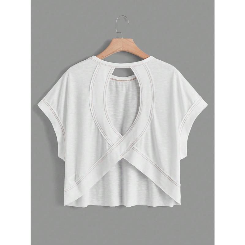 Women's Loose Open-Back Short-Sleeve T-Shirt