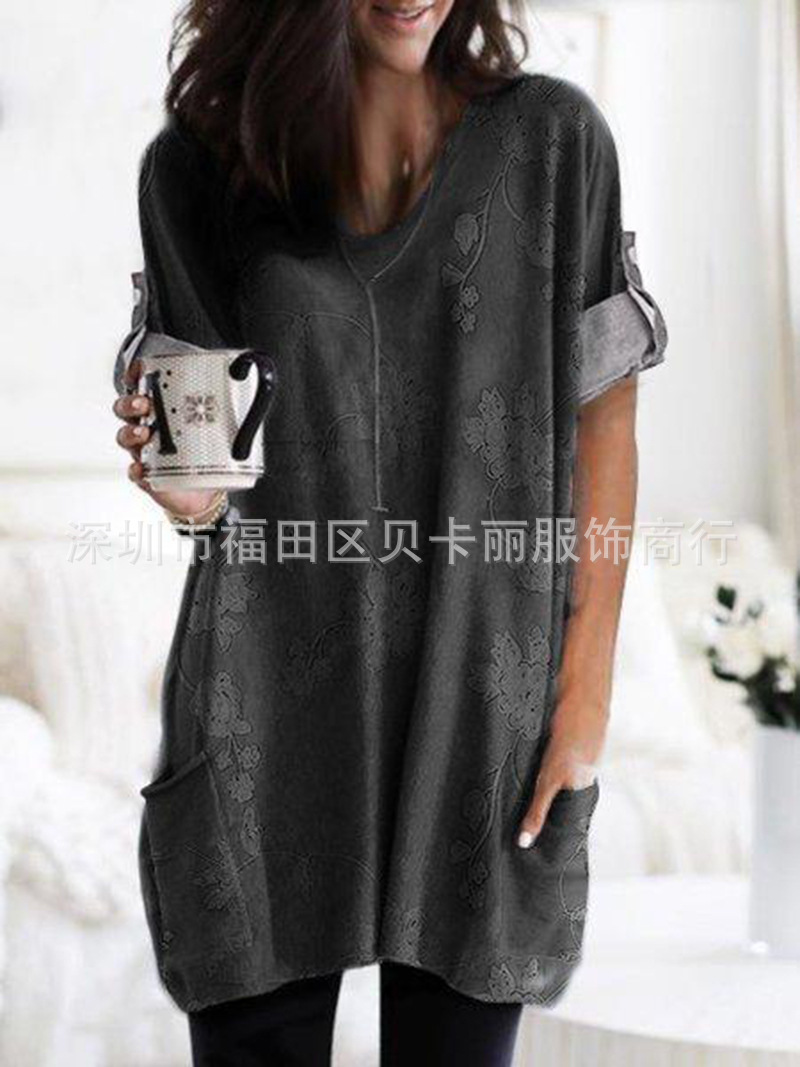 Women's Printed V-Neck Long-Sleeve T-Shirt Top