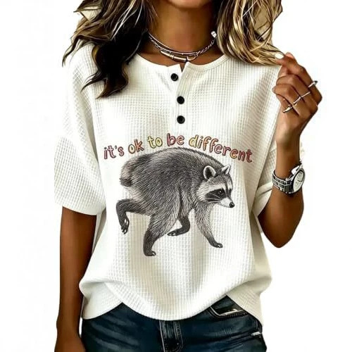 Plaid Animal Print Short Sleeve Button-Up Top