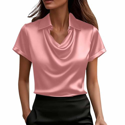 Women's Draped Neck Short Sleeve Solid Color Top