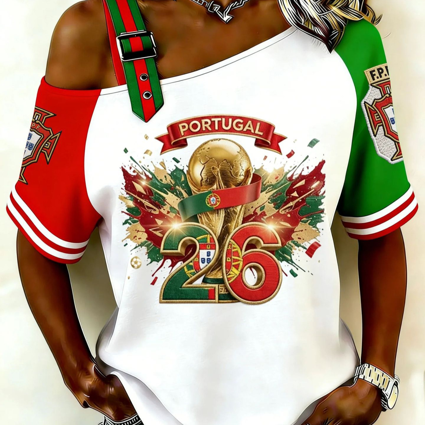 Women's Asymmetric One-Shoulder Printed Short-Sleeve Top