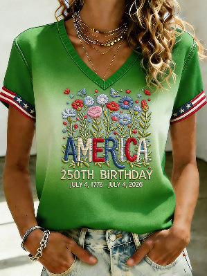 Women's Summer American Flag 3D Print Short Sleeve T-Shirt