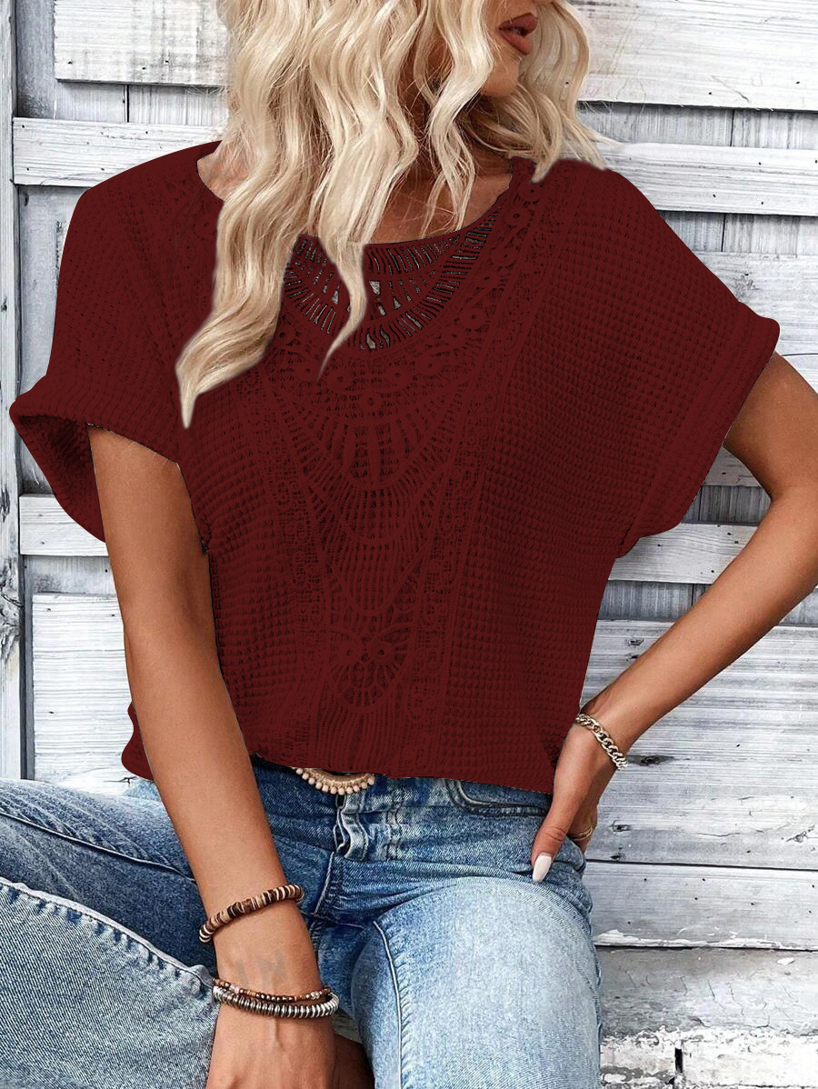Lace-Trimmed Short-Sleeve T-Shirt