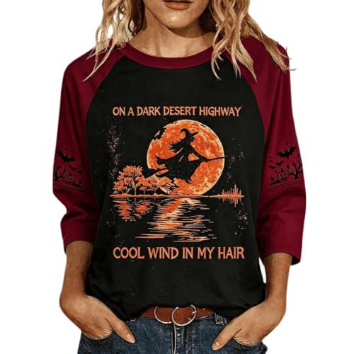 Halloween Witch Broom Print Long Sleeve Top