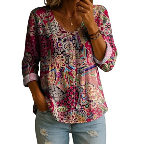 Floral Print V-Neck Long Sleeve T-Shirt