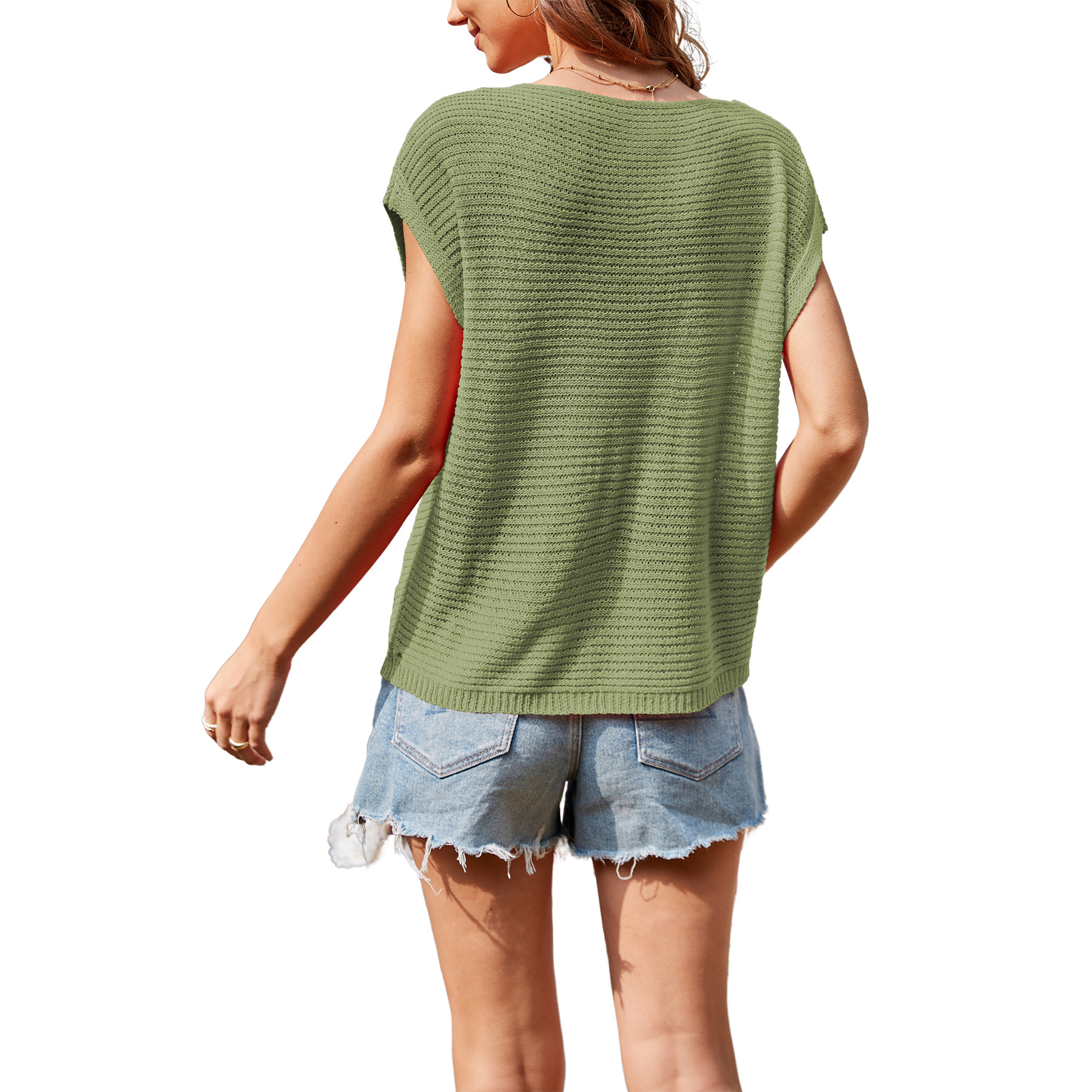 Women's Loose Crewneck Knit Top Casual Solid Pullover