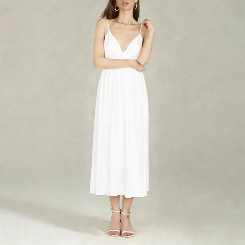 Women's Sexy Open-Back Strapless Cami Dress with Flared Skirt