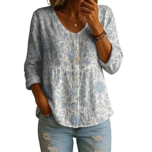 Floral Print V-Neck Long Sleeve T-Shirt