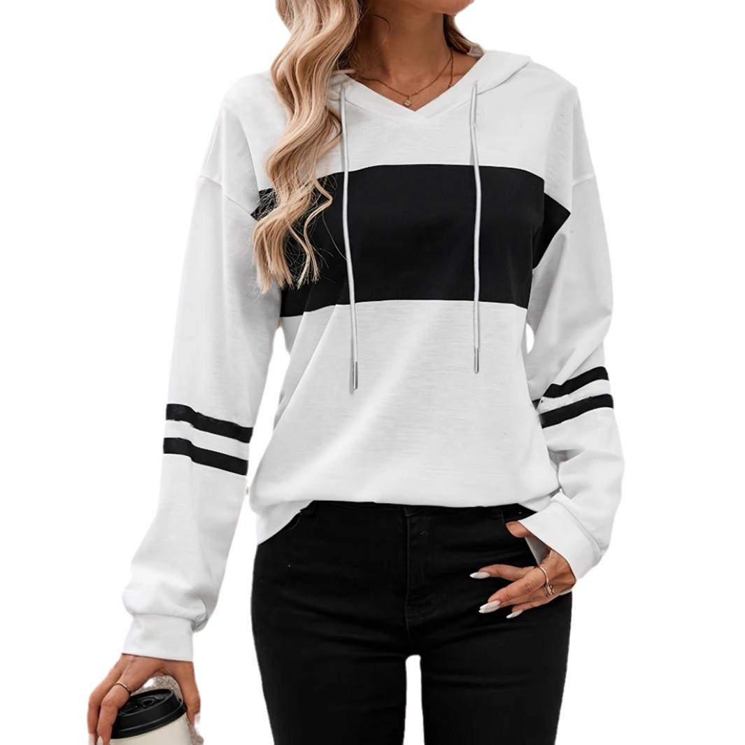Women's Color-Block Hooded Pullover Sweatshirt