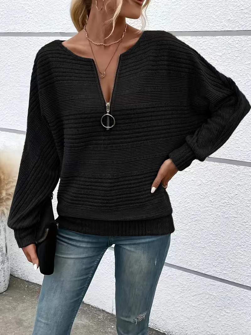 Women's Solid Color Long Sleeve Crewneck Patchwork Pullover Top
