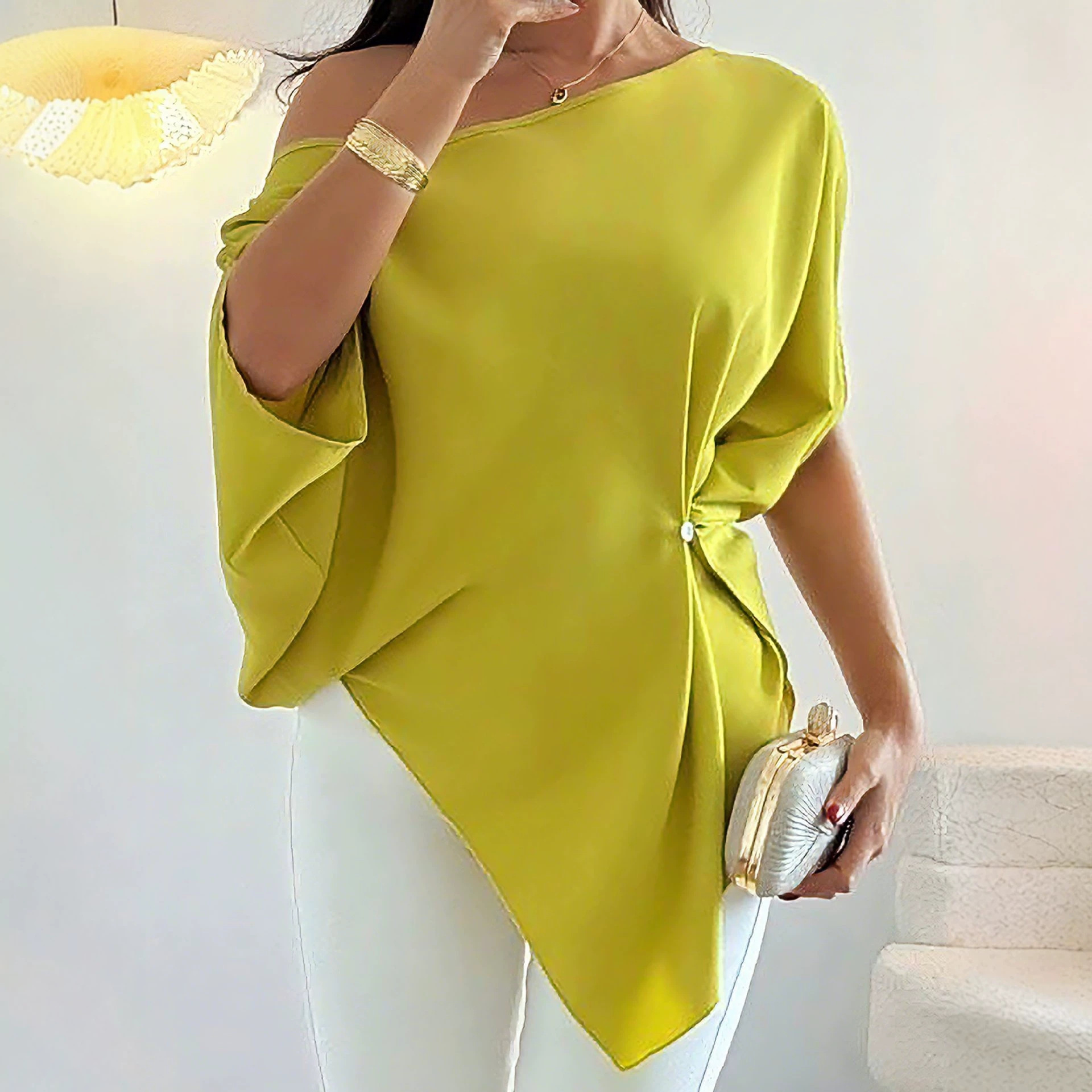 Women's Casual Button-Front Short Sleeve Top