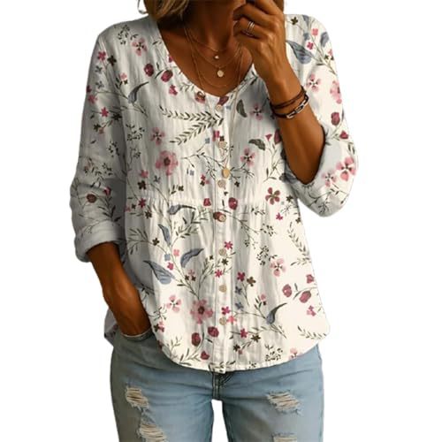 Floral Print V-Neck Long Sleeve T-Shirt