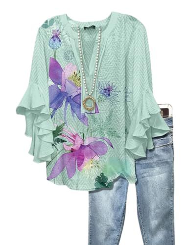 Women's Vintage Floral Print Half-Sleeve Top