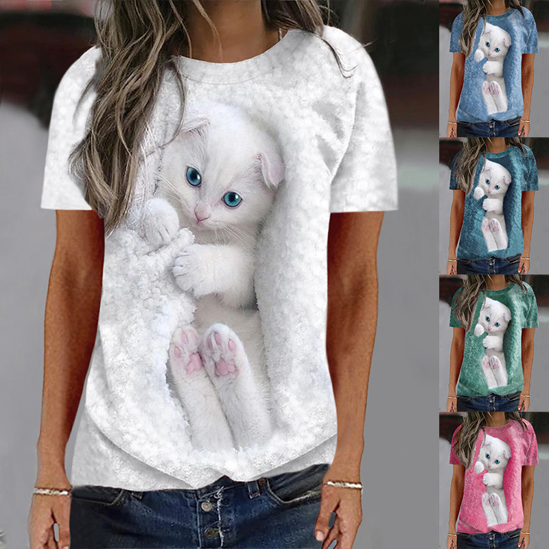Women's Animal Print Long Sleeve Round Neck Loose T-Shirt