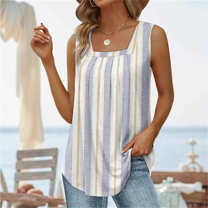 Women's Sleeveless Square Neck Printed Tank Top