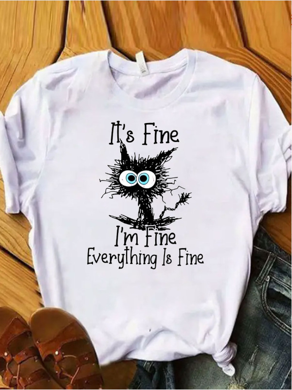 Women's Loose Fit Graphic Print Short Sleeve Crew Neck T-Shirt