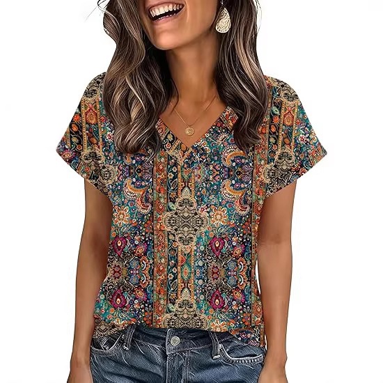 Women's Striped Short-Sleeve Crewneck T-Shirt